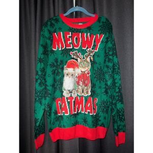 Ugly Christmas Sweater Xmas Size Medium Cat
